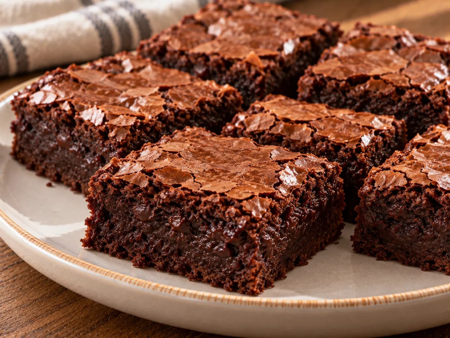Szaftos étcsokoládés brownie vékony, repedezett kéreggel
