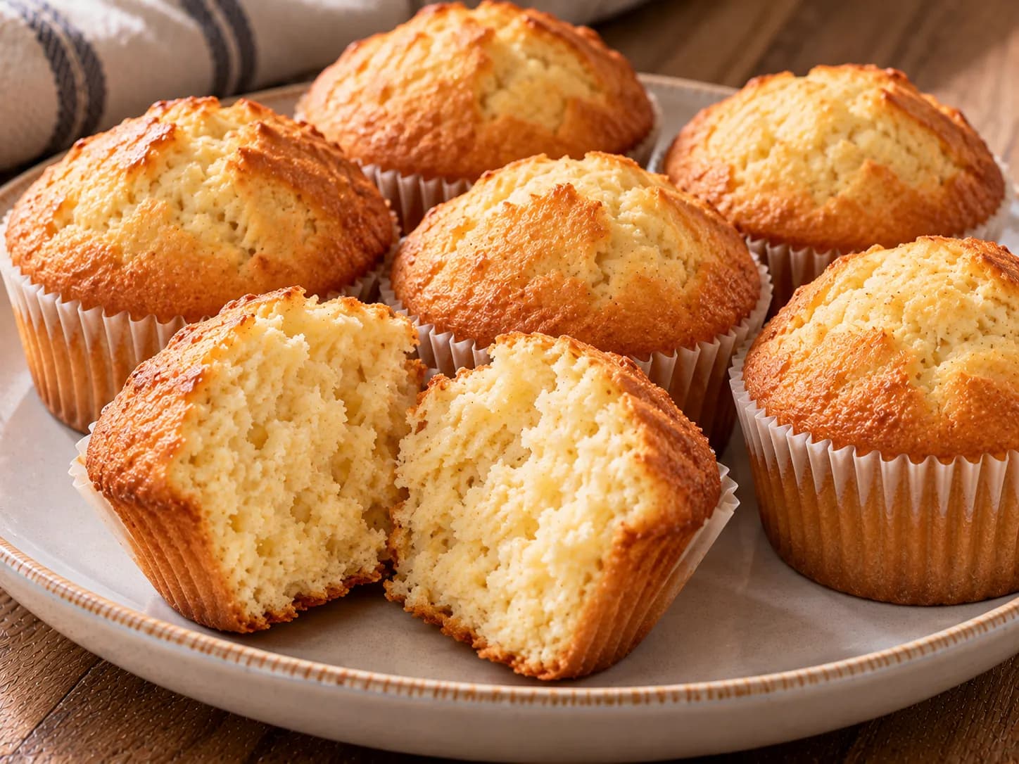 Egyszerű aranybarna vaníliás muffinok papírkapszliban