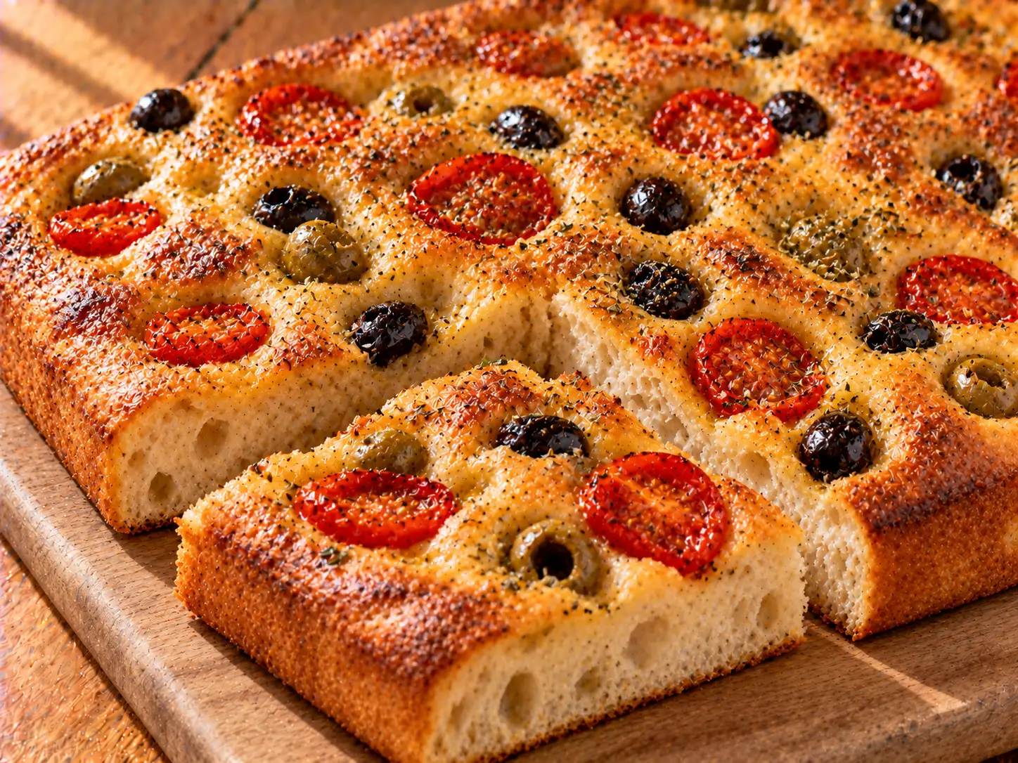 Paradicsomos-olívás focaccia oregánóval