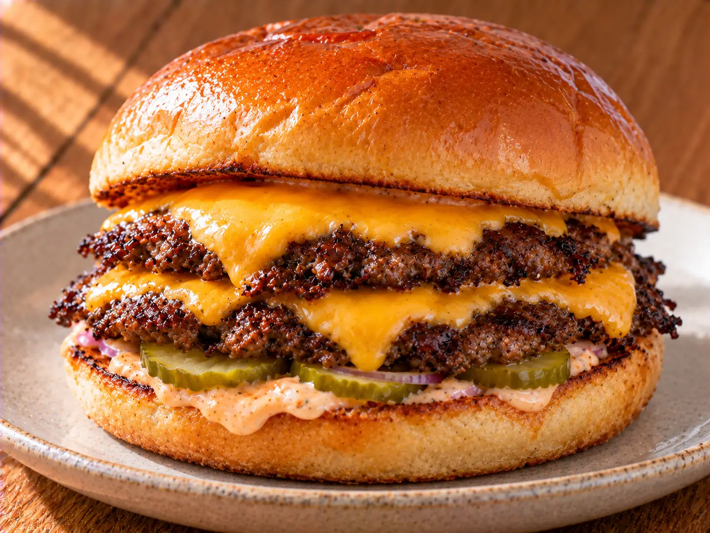 Dupla smash burger sajttal és pirított bucival