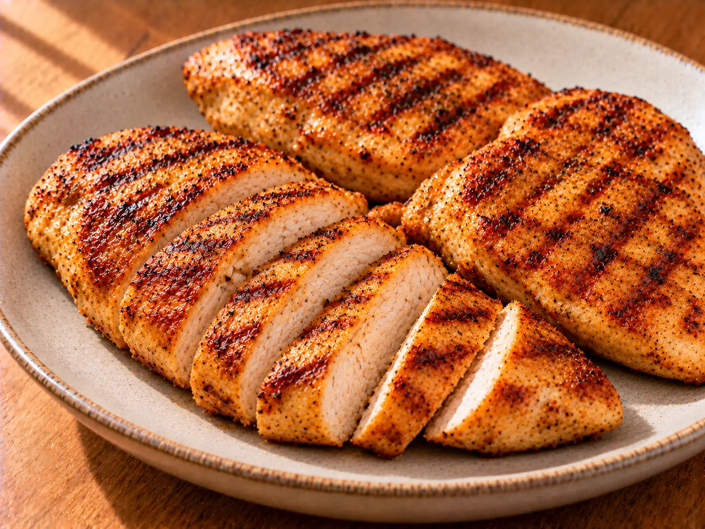 Kontakt grillen sütött fűszeres csirkemell grillcsíkokkal